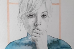 Gemengde techniek - inkt , potlood en aquarel