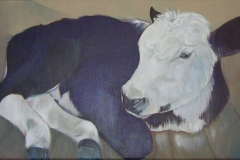 Kalfje Mats, 100 x 40 cm. olieverf