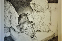 Dione en Bono - thuismomentpentekening 40x40 cm. 2019