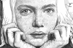 Overpeinzing  -Pointillisme in inkt 50 x 65 cm.