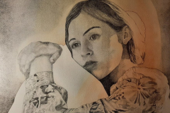 Leegte - tekening in gemende techniek op papier - 50 x 50 cm. 2021