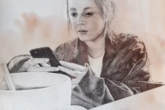 pentekening over ecolineschildering202040 x 40 cm.