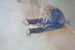 De tekening - olieverf op doek - 80 x 80 cm.