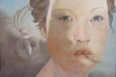 Gedachten (door mijn hoofd) olieverf op doek - 100 x 100 cm. 2016