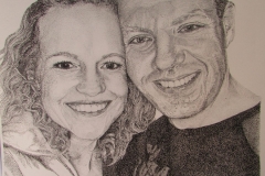 Portretopdracht- pentekening- pointillisme - 30 x 40 cm.