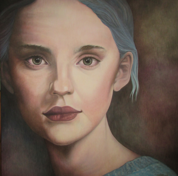 2017 - portret Blue - 100 x 100 cm. olieverf